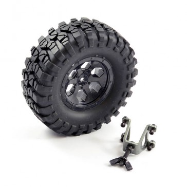 OUTBACK SPARE TYRE MOUNT & TYRE/6 HEX WHEEL BLACK