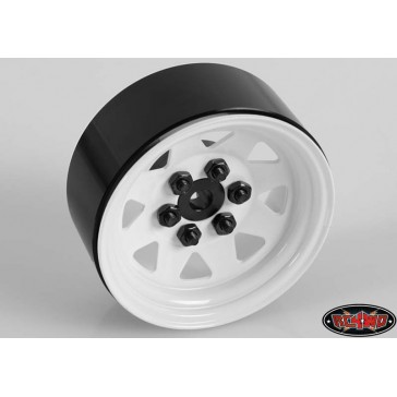 6 Lug Wagon 1.9 Steel Stamped Beadlock Wheels (White)