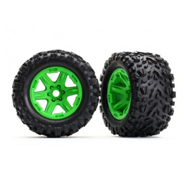 Tires & wheels, assembled, glued (green wheels, Talon EXT tires, foam