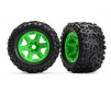 Tires & wheels, assembled, glued (green wheels, Talon EXT tires, foam