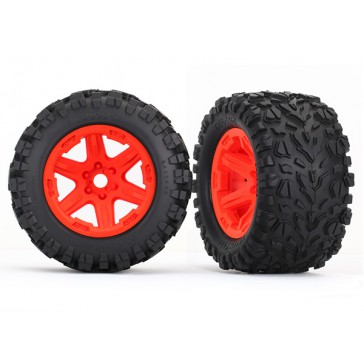 Tires & wheels, assembled, glued (orange wheels, Talon EXT tires, foa