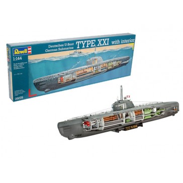 German Submarine Type XXI with Interior - 1:144