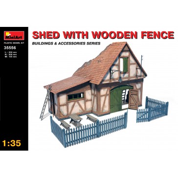 Shed with Wooden Fence 1/35
