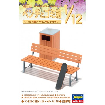 1/12 PARK BENCH en TRASH CAN FA10