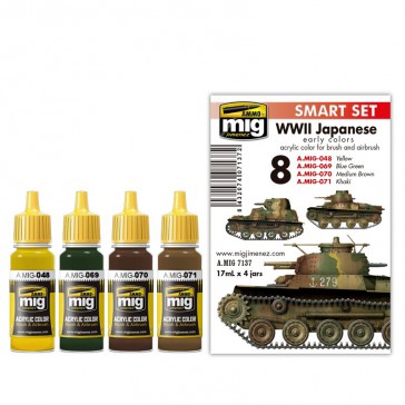 WW II JAPANESE AFV EARLY COLORS 4 JARS 17 ML