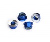 Nuts, 5mm flanged nylon locking (aluminum, blue-anodized, serrated) (