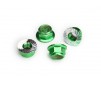 Nuts, 5mm flanged nylon locking (aluminum, green-anodized, serrated)
