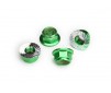 Nuts, 5mm flanged nylon locking (aluminum, green-anodized, serrated)