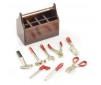 SCALE WOOD TOOL BOX w/CAST METAL TOOLS