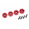 Wheel hubs, 12mm hex, 6061-T6 aluminum (red-anodized) (4)/ screw pin