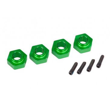 Wheel hubs, 12mm hex, 6061-T6 aluminum (green-anodized) (4)/ screw pi