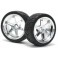 DISC.. MOUNTED X PATTERN TYRE D COMPOUND ON TE37 0MM OFFSET CHROME