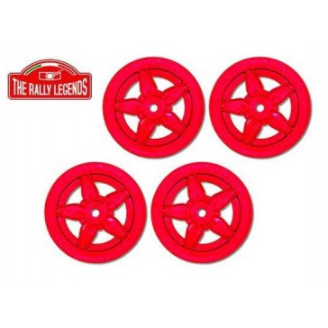 DISC.. Lancia Stratos Rims Set 5 spokes red (4)