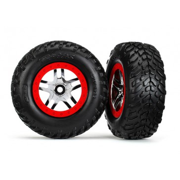 Tires & wheels, glued on SCT chrome split spoke wheels TSM