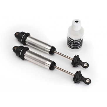 Shocks, GTR, 134mm, silver aluminum (fully assembled w/o springs) (fr