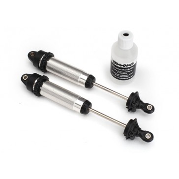 Shocks, GTR, 139mm, silver aluminum (fully assembled w/o springs) (re