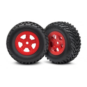 Tires and wheels, ass, glued (SCT Red wheels, SCT off-road