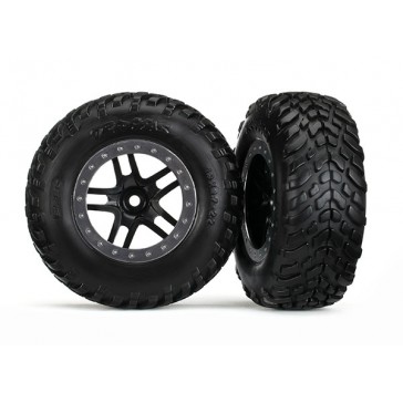 Tires & wheels, glued on SCT Black chrome wheels TSM Rated