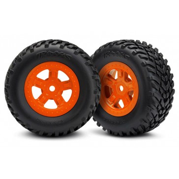 Tires and wheels, ass, glued (SCT Orange wheels, SCT off-r