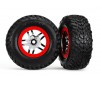 Tires & wheels, glued on SCT chrome split sp wheels TSM