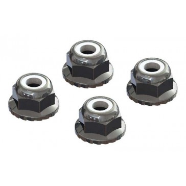 AR708008 Flanged Nyloc Locknut 4mm Silver (4)