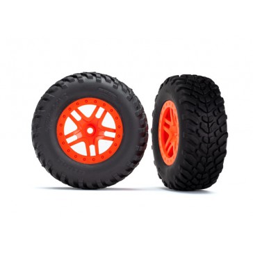 Tires & wheels, assembled, glued (SCT Split-Spoke orange wheels, SCT