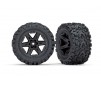 Tires & wheels assembled&glued (2.8) Rustler 4X4 black wheels, Talon