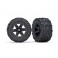 Tires & wheels assembled&glued (2.8) Rustler 4X4 black wheels, Talon