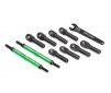 Toe links, E-Revo VXL (TUBES green-anodized, 7075-T6 aluminum, strong