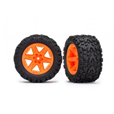 Tires & wheels, assembled, glued (2.8) ( (Rustler 4X4 orange wheels T