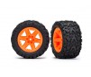 Tires & wheels, assembled, glued (2.8) (Rustler 4X4 orange wheels, Ta