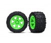 Tires & wheels, assembled, glued (2.8) (Rustler 4X4 green wheels, Tal