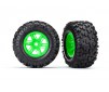 Tires & wheels, assembled, glued (X-Maxx green wheels, Maxx AT tires,