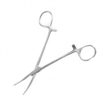 Hemostatische gebogen tang 150 mm