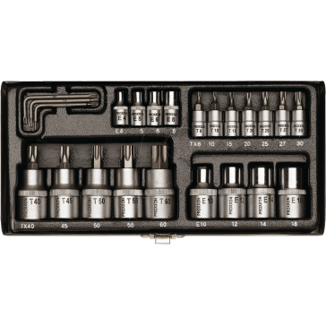 Dopsleutelset "TX" 1/4"+1/2" (24-dlg.)
