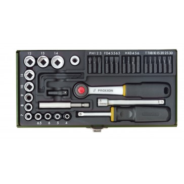 Coffret de vissage avec support magnétique 1/4", 39 pièces
