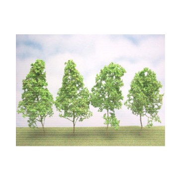 4 arbres feuillus 15cm vert clair