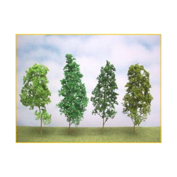 4 arbres feuillus 15cm mélange vert