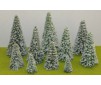 10 sapins enneigés avec pied 9 cm