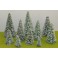 12 sapins enneigés avec pied 5 cm