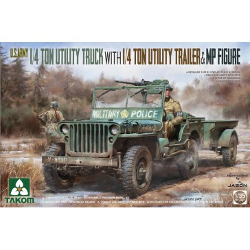 1/4 Ton Utility Truck with 1/4 Ton Utility Trailer & MP Figure 1/35