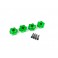 Wheel hubs, hex, aluminum (green-anodized) (4)/ 4x13mm screw pins (4)