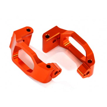 Caster blocks (c-hubs), 6061-T6 aluminum (orange-anodized), left & ri