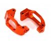 Caster blocks (c-hubs), 6061-T6 aluminum (orange-anodized), left & ri