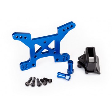 Shock tower, front, 7075-T6 aluminum (blue-anodized) (1)/ body mount