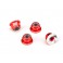 Nuts, aluminum, flanged, serrated (4mm) (red-anodized) (4)