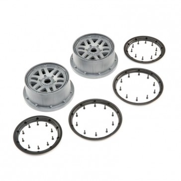 Wheel & Beadlock Set, Grey (2): 5ive-T 2.0