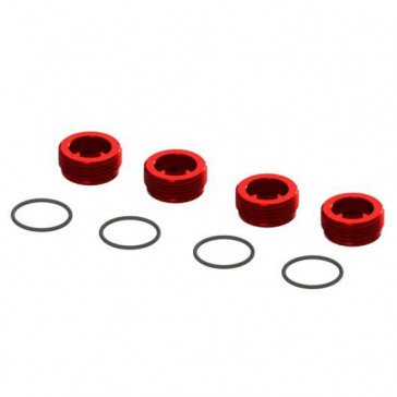Aluminum Front Hub Nut Red (4) inc O-Rings