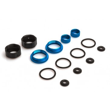 Aluminium upper/lower Shock Cap + Tension Ring (4pcs) - S10