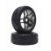 DISC.. Buggy 1/8 Racing Slick Street tire on black chrome wheel